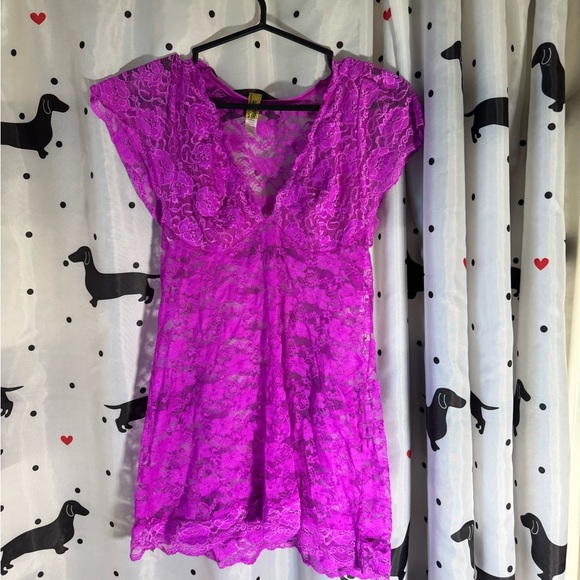 Lace V-Neck Sleepwear in Purple - Picture 1 of 6